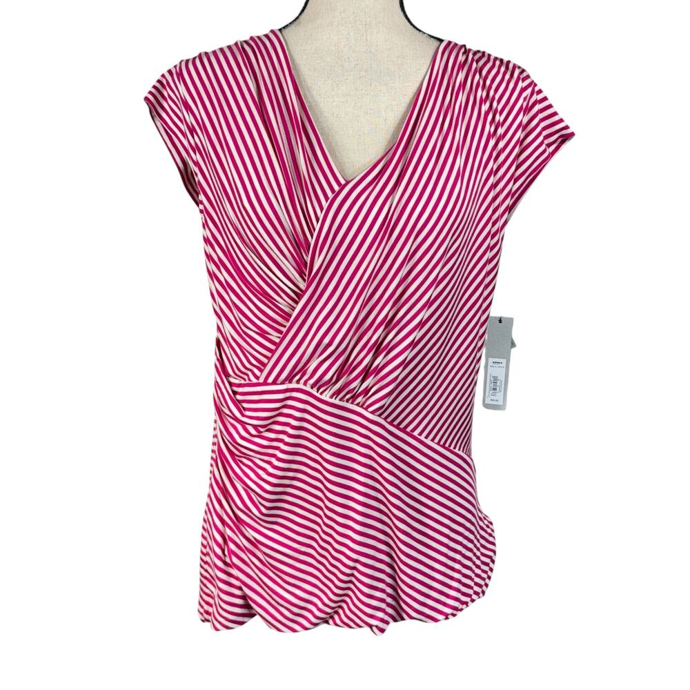 APT. 9 Petite X-Large Crossover Top Striped V-Neck Cap Sleeves Stretch Shirred